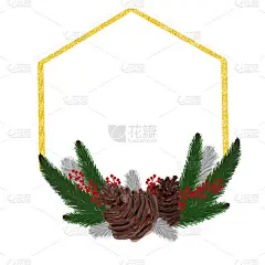 圣诞节黄金框架。节日的作文。贺卡的元素。邀请卡。设计装饰。节日聚会等。打印说明