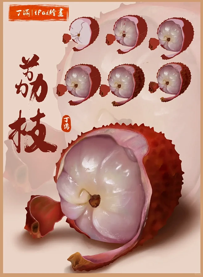 iPad美食插画 荔枝 半个小时画不完你...