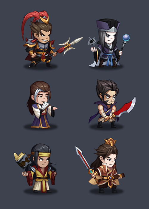 三国Q版人物-吕布、司马懿、郭嘉、夏侯惇、张角、周瑜