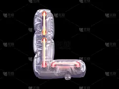 宇宙飞船霓虹灯字体。字母L。