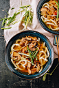 Udon Noodle Soup with Chicken & Mushrooms