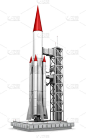 火箭,建筑平台,垂直画幅,无人,白色背景,背景分离,金属,空间探索,成品,塔