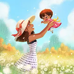 插画师Fuuji Takashi的一组儿童童话故事主题插画，治愈温暖的配色，画面的光影非常的细腻温柔~#插画分享# #灵感的诞生# ​​​​