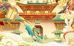 【玉兔宫殿】中秋包装插画 - 简爱手绘 - 原创作品 - 视觉中国(shijueME)