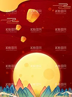 国风国潮背景  - 源文件下载【酷图网】山峰,月亮,灯笼,祥云,国潮,中国风,国潮文化,中国文化,国潮广告,国潮宣传,国潮手绘,国潮创意,国潮来袭,国潮海报,中国风背景,创意中国风,意境装饰画,中国风宣传,装饰画,国潮背景,国潮装饰画,新中式,新中式山水画,