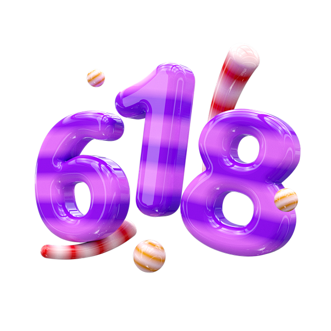 千库网_c4d立体618大促活动紫色红色...