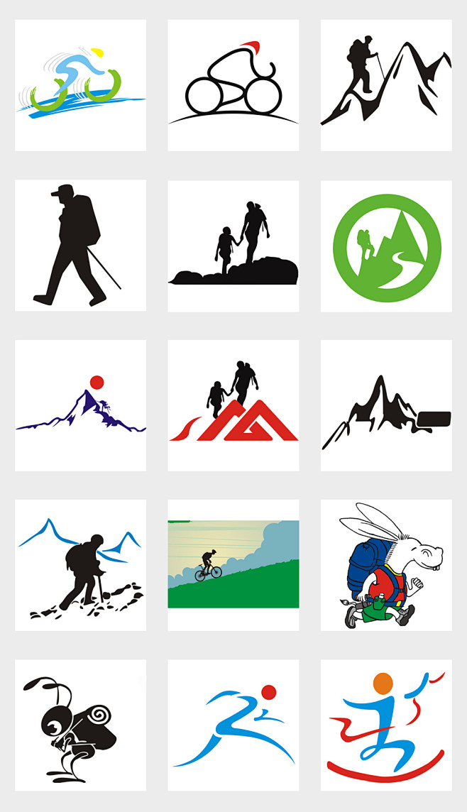 骑行登山徒步运动标识标志LOGO素材