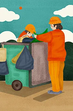 简约手绘高端五一劳动节宣传插画