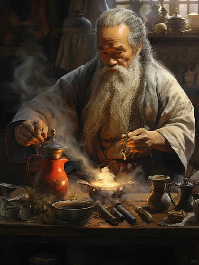 国风熬药老者|Midjourney咒语分享|传承中医