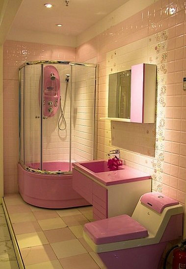 粉色系卫生间图片 #卫生间#