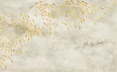 中式 月亮 刺绣 飞鸟 树  室内软装装修设计 壁画 墙布 壁纸 墙画 电视床头客厅背景墙 卧室 别墅 酒店