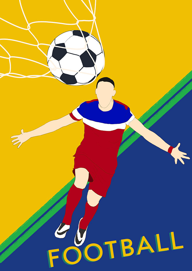 世界杯足球赛手绘卡通足球运动员