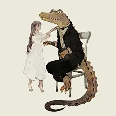 【 小姐姐与鳄鱼先生的日常    擅长绘制精灵题材的日本插画师 Rtono】#插画狂想# #插画灵感# ​​​​