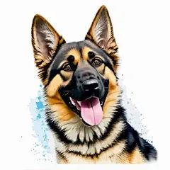 德国牧羊犬德牧黑贝插画矢量图设计素材