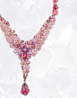 Chaumet Hortensia necklace in pink gold with rubies, pink sapphires, rhodolite garnets, red and pink tourmalines and a 25.68ct cabochon-cut pear-shaped red tourmaline drop.-2014
