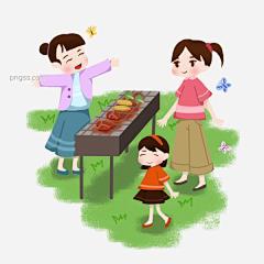 手绘春季开心踏青的女孩和妈妈图片大小2000x2000px 图片尺寸1.3 MB 来自PNG搜索网 pngss.com 免费免扣png素材下载！彩色#草地#创意设计#春季#春天#季节#郊外#卡通人物#卡通手绘#开心#美丽风景#女孩和妈妈#烧烤#