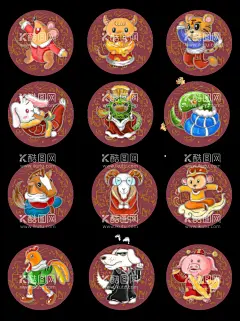 十二生肖 图片  - 源文件下载【酷图网】十二生肖,生肖文化,十二生肖挂图,传统生肖文化,十二生肖系列,生肖挂图,生肖海报,生肖展板,生肖台历,生肖挂历,生肖画册,生肖,子鼠,丑牛,寅虎,卯兔,辰龙,巳蛇,午马,未羊,申猴,酉鸡,戌狗,亥猪,民俗文化,国潮,东方海报,中国风,国潮插画,中国元素,传统文化,中式背景,复古,国潮风,古风海报