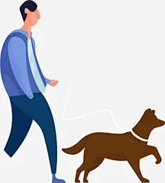 遛狗男子夸张人物插画矢量图免抠素材 免费下载 页面网页 平面电商 创意素材 png素材