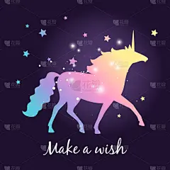 独角兽,星星,暗色,可爱的,华丽的,小的,概念,剪影,复古
