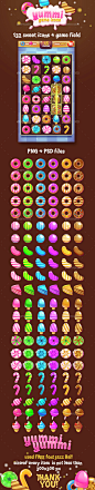 Big Sweet Match-3 Game Icons Pack - Game Kits Game Assets
