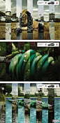 MITSUBISHI MONTERO G2 广告也用了对偶的修辞手法，这里不用两幅图
进行直接的对偶，而是利用两幅图片画面结构相同的特点，进行分割互补，
把两幅图融合在了一起，是一种变异的对偶。画面说明有了三菱汽车，就
可以亲临非洲大草原瞻仰百兽之王的风采、深入亚玛逊丛林感受绿森蚺的
杀气、前往尼罗河流域目睹恶鱼的凶悍，用这种感受来对比广场、花园、
水族馆的平淡无奇。这幅作品传达出三菱汽车的野性和卓越不凡的性能。
从侧面也体现出三菱汽车会可以影响人们的生活方式，让拥有者更积极，
更勇敢，更乐意接受挑战，展