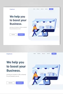 电脑商务高端创意着陆页插画素材