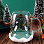 厂家批发耐热玻璃星愿杯创意杯圣诞树杯双层杯办公马克咖啡杯定制