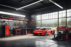 汽车服务汽车维修店效果图摄影图