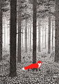 #插画# 森林中的狐狸。Paula Mela