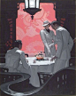 confrontation in a chinese tea room (illus. for american magazine) by mead schaeffer