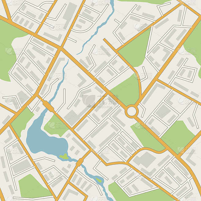 城市地图抽象无缝模式矢量背景。