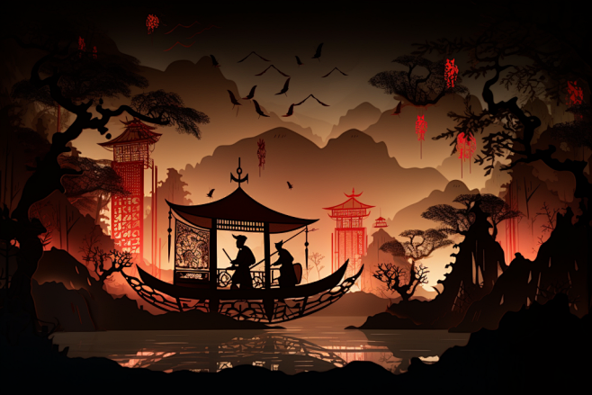 民间艺术影子戏皮影戏传统文化摄影图