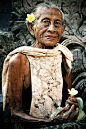 Elderly balinese lady  at a temple. I see inspiration, inner beauty and serenity