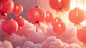 3D中国风场景，灯笼和云彩高清图片素材设计