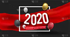 2020,贺卡,新年前夕,五彩纸屑,气球,矢量,字体,传统,请柬
