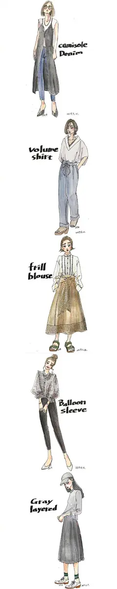 日系日常穿搭手绘插画图片，这样穿超级美