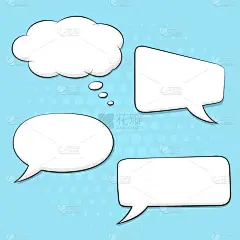 对话气泡框,漫画书,波普风,动机,蓝色背景,高雅,多样,云,复古风格,背景