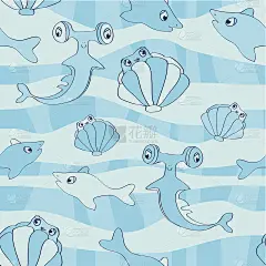 无缝背景与海洋生命