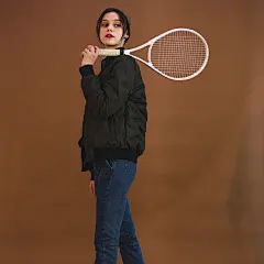 LOEN女装 飞行员夹克压制纹路浅墨绿棉服 日系 法式俏皮 FUDGE-淘宝网