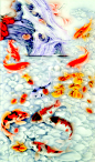 水墨锦鲤背景墙图片