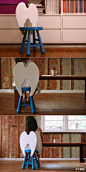 插上天使的翅膀的小木椅“Little Angel Stool ”是一个充满着爱意的儿童椅子，来自巴西Furf 工作室