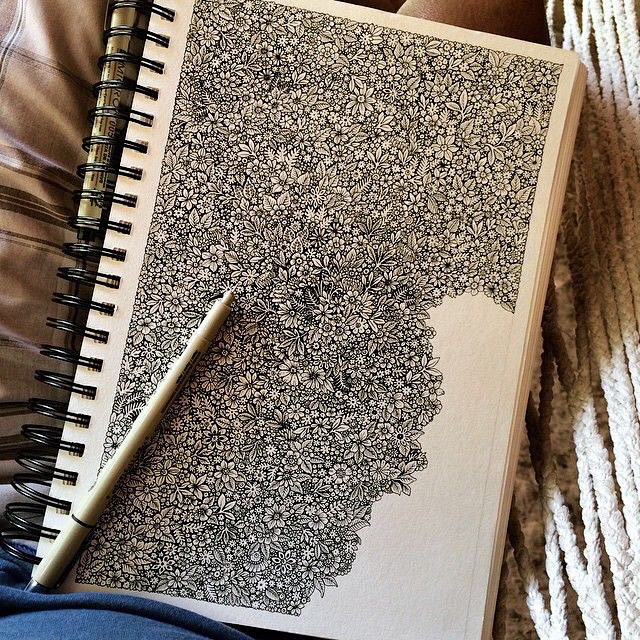 禅绕画黑白画缠绕画