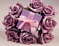 紫色仿真玫瑰花与礼物45263_礼品包装_其它类_图库壁纸_68Design
