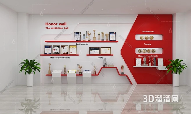 现代荣誉墙3D模型