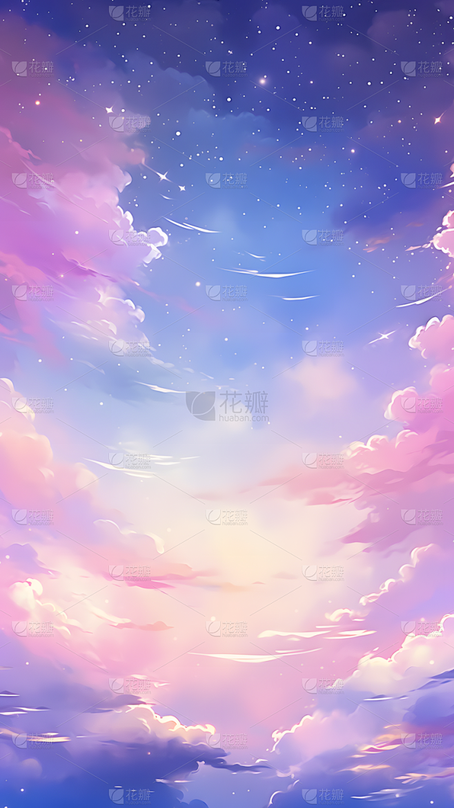 通用插画梦幻感云彩天空风景场景背景图片
