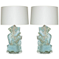 Pair of White Opaline Rock Candy Lamps@北坤人素材