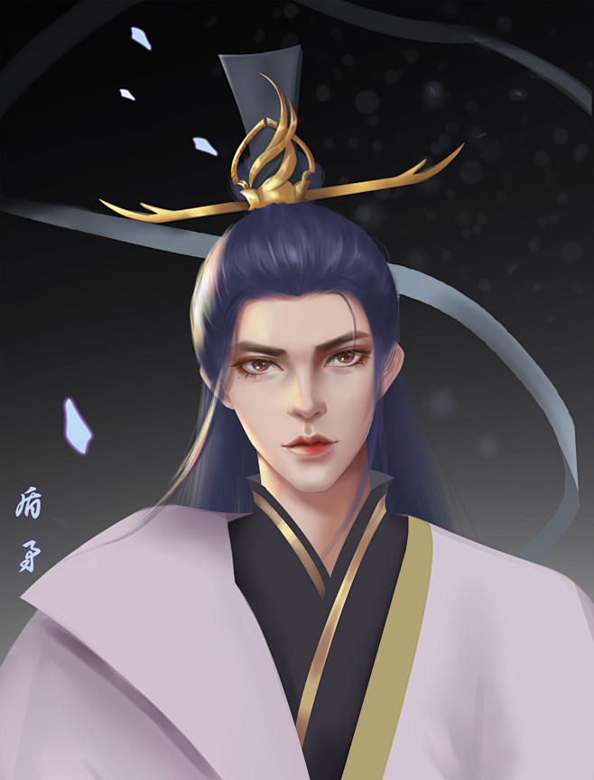 原创古风男头像厚涂cg