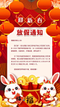 卡通兔子2023兔年新年春节放假通知海报 (8)