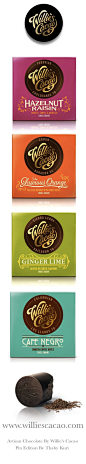 Artisan Chocolate Squares / Wllie's Cacao Cold seal packaging design for chocolate #chocolate #packaging for more information visit us at www.coffeebags.co.za: 