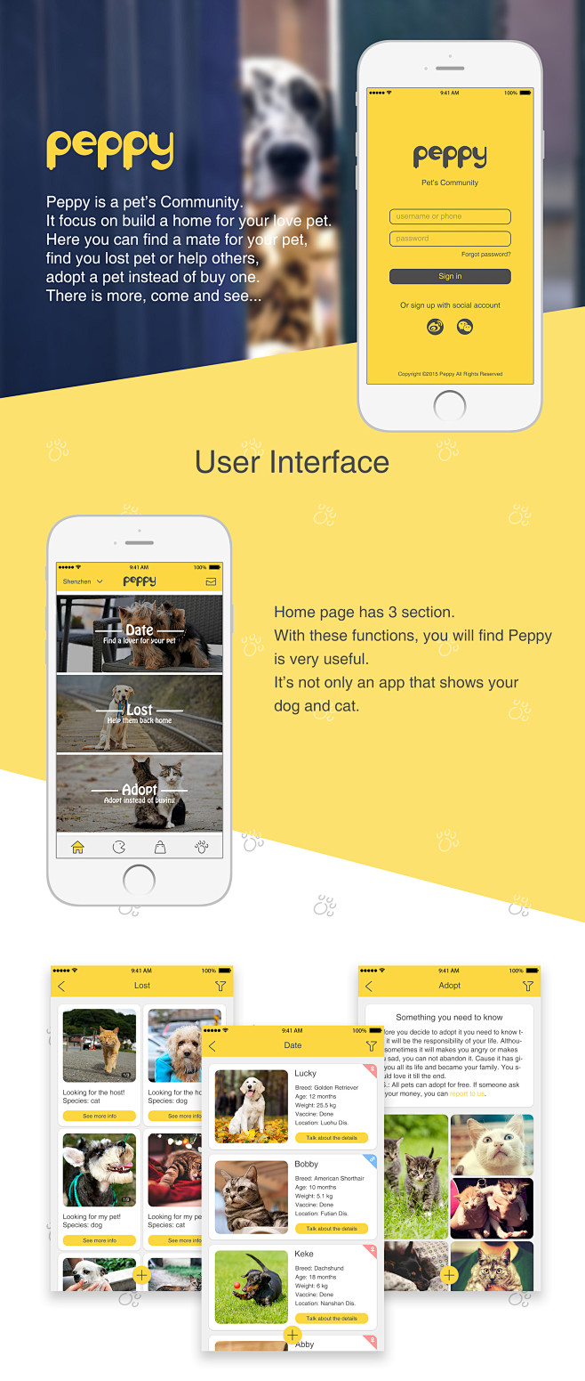 Peppy—宠物社区 原创App界面设计